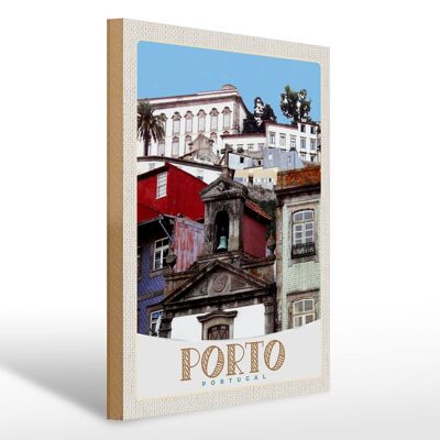 Cartello in legno da viaggio 30x40 cm Porto Portogallo città Europa vacanze