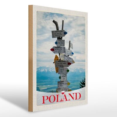 Cartel de madera viaje 30x40cm Polonia ciudad montañas europeas