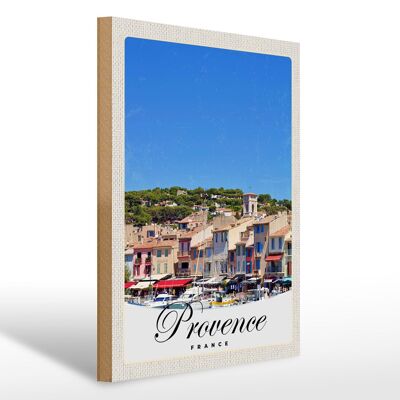 Wooden sign travel 30x40cm Provence France boats city