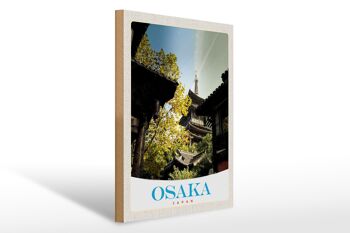 Panneau en bois voyage 30x40cm Osaka Japon Asie maisons ville 1