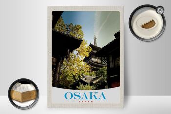 Panneau en bois voyage 30x40cm Osaka Japon Asie maisons ville 2