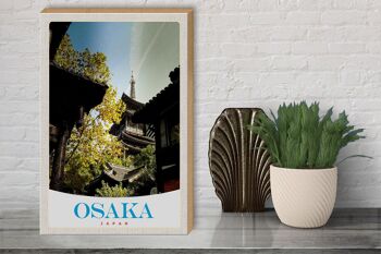 Panneau en bois voyage 30x40cm Osaka Japon Asie maisons ville 3