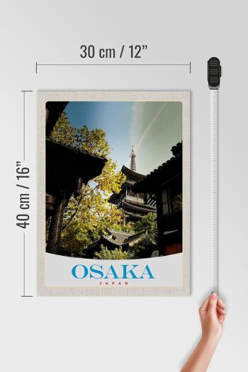 Panneau en bois voyage 30x40cm Osaka Japon Asie maisons ville 4