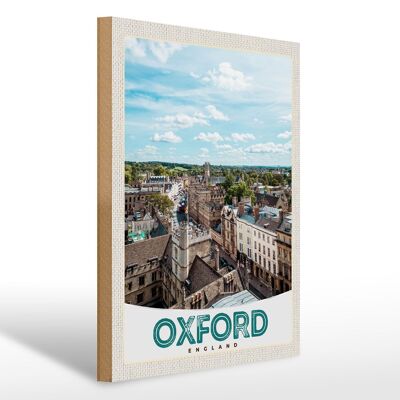 Cartel de madera viaje 30x40cm Oxford Inglaterra Europa centro ciudad