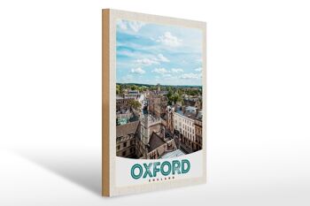 Panneau en bois voyage 30x40cm Oxford Angleterre Europe centre ville 1