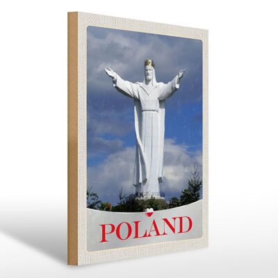 Holzschild Reise 30x40cm Polen Europa weiße Skulptur Urlaub