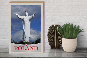 Panneau en bois voyage 30x40cm Pologne Europe sculpture blanche vacances 3