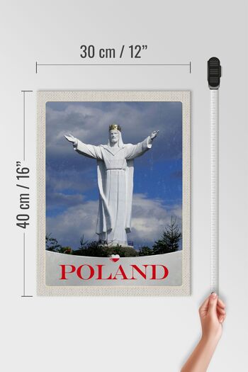 Panneau en bois voyage 30x40cm Pologne Europe sculpture blanche vacances 4
