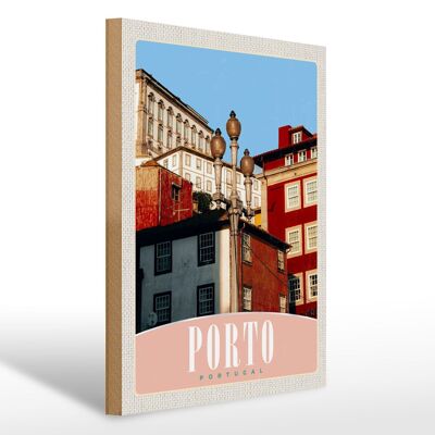 Cartel de madera viaje 30x40cm Porto Portugal Europa casa de la ciudad
