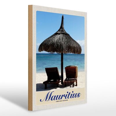 Cartello in legno da viaggio 30x40 cm Lettino Mauritius Oceano Indiano