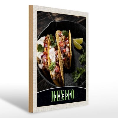 Cartel de madera viaje 30x40cm México USA America Tacos platos