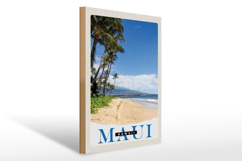 Holzschild Reise 30x40cm Maui Hawaii Insel Strand Wellen