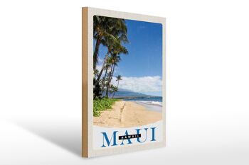 Panneau en bois voyage 30x40cm vagues de plage de l'île Maui Hawaii 1