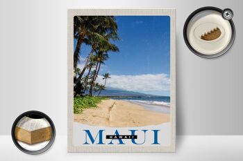 Panneau en bois voyage 30x40cm vagues de plage de l'île Maui Hawaii 2