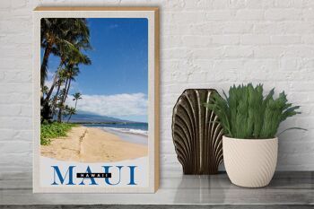 Panneau en bois voyage 30x40cm vagues de plage de l'île Maui Hawaii 3