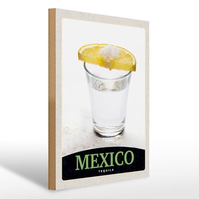 Cartel de madera viaje 30x40cm México Estados Unidos América Tequila Limón