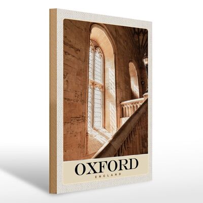 Cartel de madera viaje 30x40cm Oxford Inglaterra Europa arquitectura