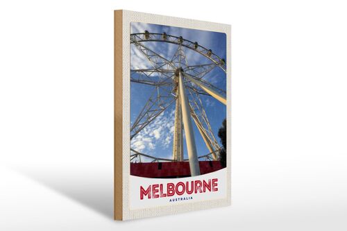 Holzschild Reise 30x40cm Melbourne Australien Riesenrad