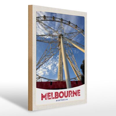 Holzschild Reise 30x40cm Melbourne Australien Riesenrad