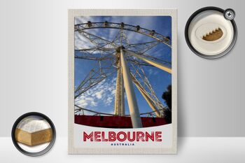 Panneau en bois voyage 30x40cm Melbourne Australie Grande roue 2