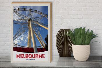 Panneau en bois voyage 30x40cm Melbourne Australie Grande roue 3