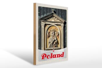 Panneau en bois voyage 30x40cm Pologne Europe architecture vacances 1