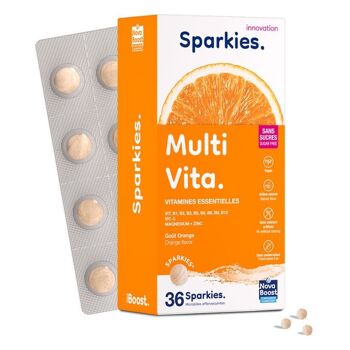 MULTI VITA. Vitamines. Goût Orange.  Complément alimentaire à boire triple action : Supplémentation + Aromatisation de l’eau + Hydratation 3