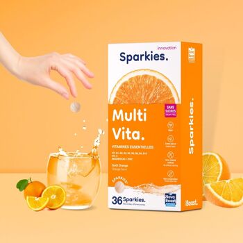 MULTI VITA. Vitamines. Goût Orange.  Complément alimentaire à boire triple action : Supplémentation + Aromatisation de l’eau + Hydratation 4