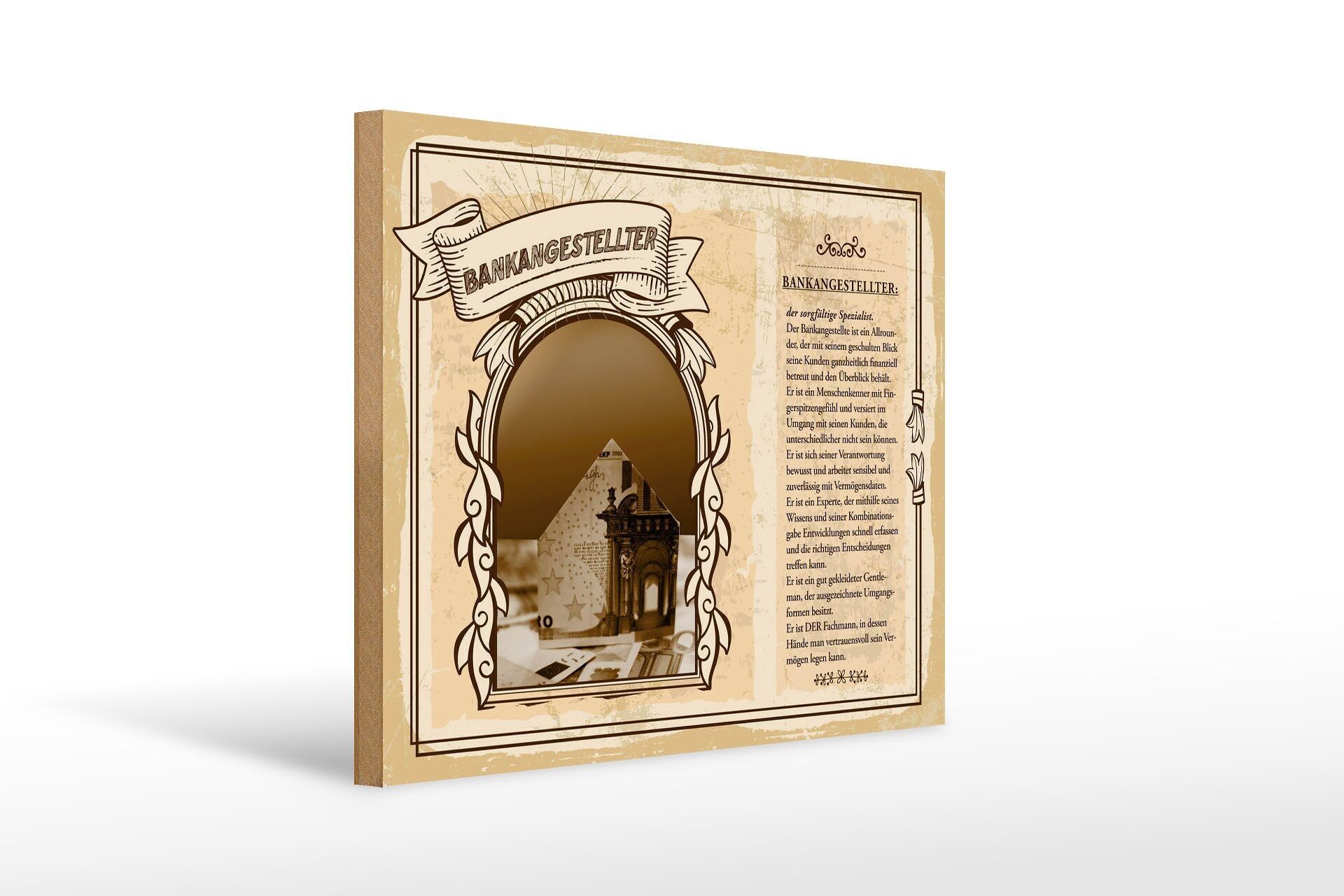 Holzschild Berufe 40x30cm Bankangestellter Konten Experte