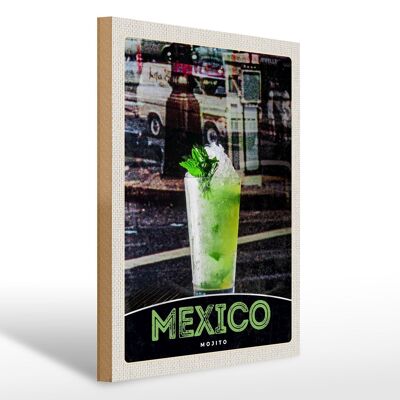 Cartel de madera viaje 30x40cm México Estados Unidos América Mojito Lima