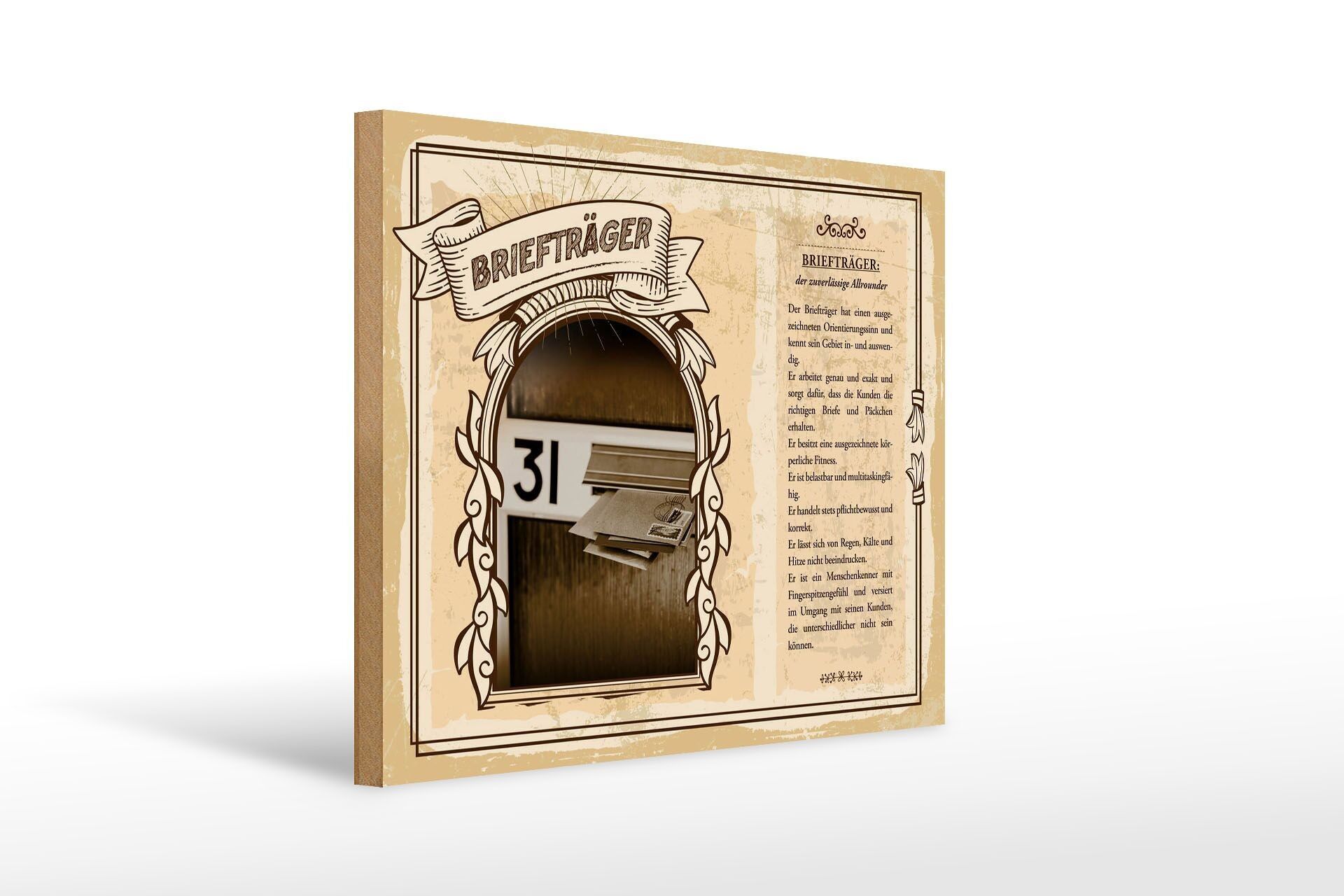 Cartello in legno professioni 40x30 cm postino affidabile tuttofare