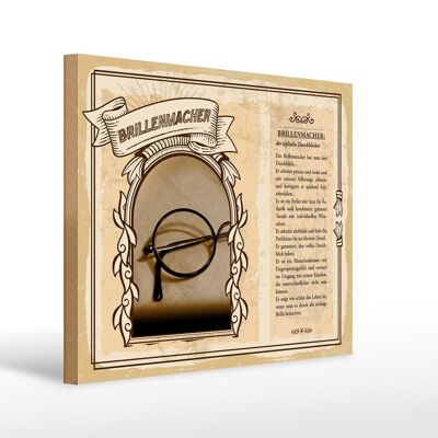 Wooden sign professions 40x30cm eyeglass maker stylish view