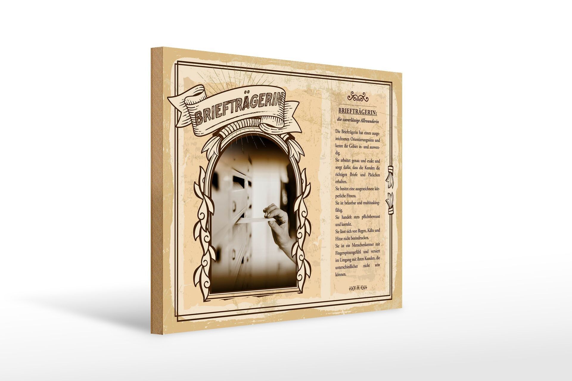 Cartello in legno professioni 40x30 cm Postino affidabile e preciso