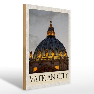 Panneau en bois voyage 30x40cm architecture Vatican église vacances