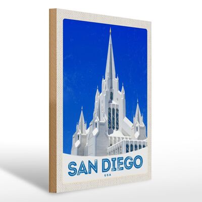 Cartello in legno da viaggio 30x40 cm San Diego USA America architettura