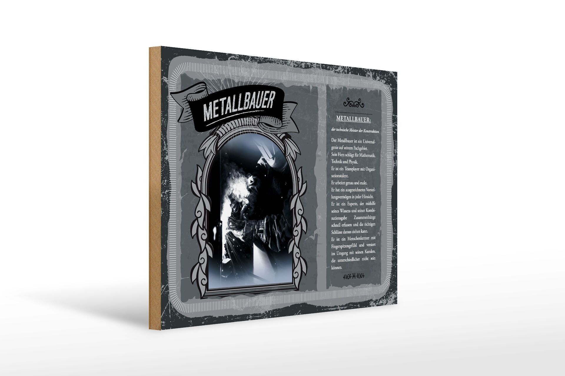 Holzschild Berufe 40x30cm Metallbauer technischer Meister