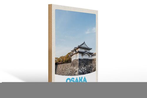 Holzschild Reise 30x40cm Osaka Japan Asien Haus Stadt