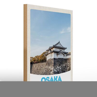 Holzschild Reise 30x40cm Osaka Japan Asien Haus Stadt