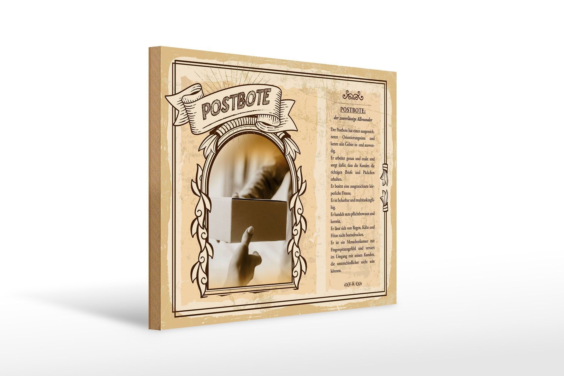 Cartello in legno professioni 40x30cm postino senso dell'orientamento zona