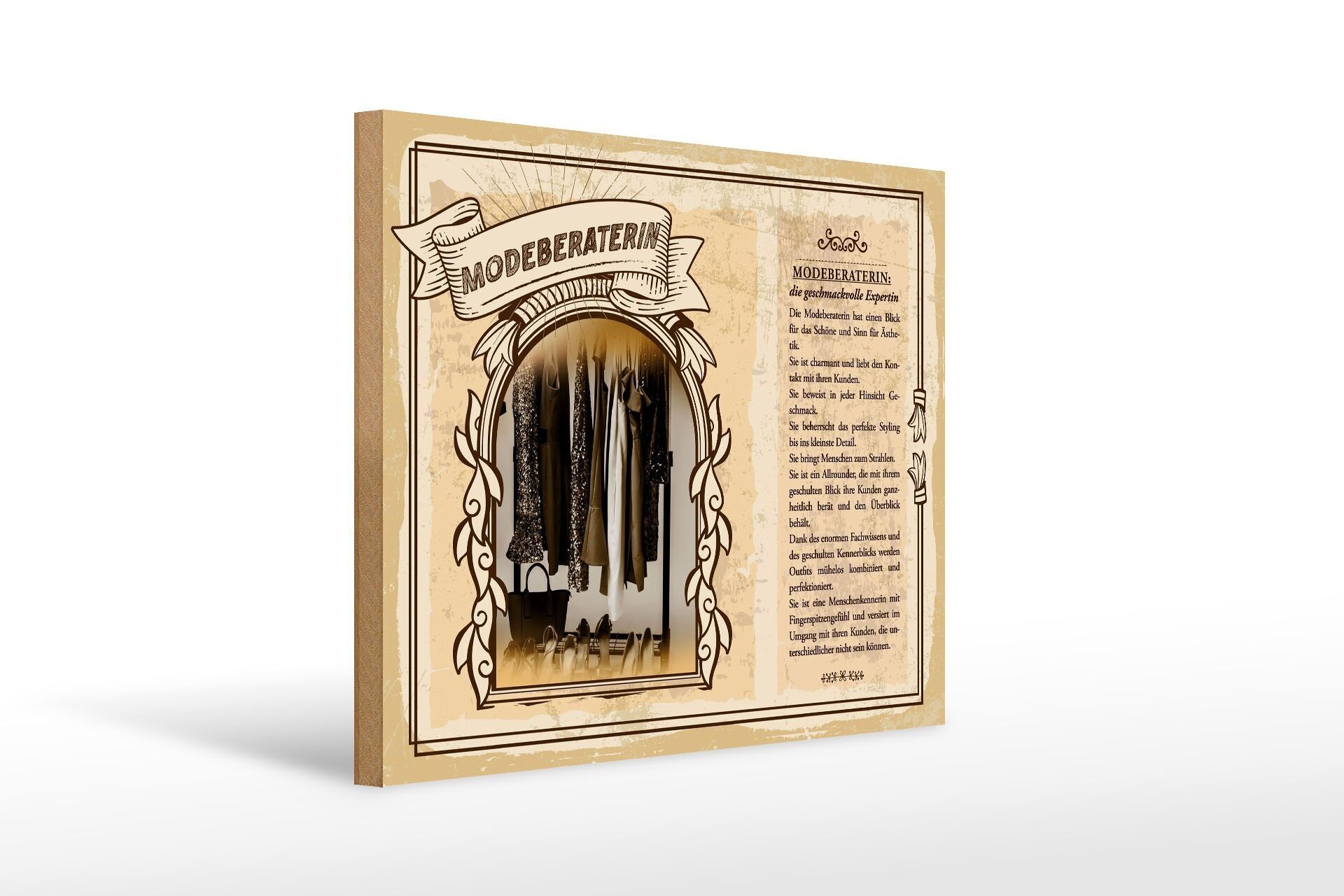 Cartello in legno professioni 40x30cm consulente moda esperto del gusto