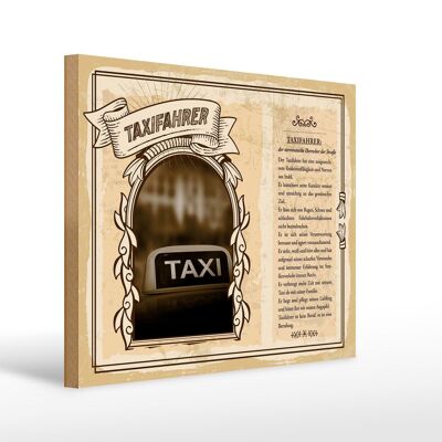 Wooden sign professions taxi driver nerves of steel 40x30cm