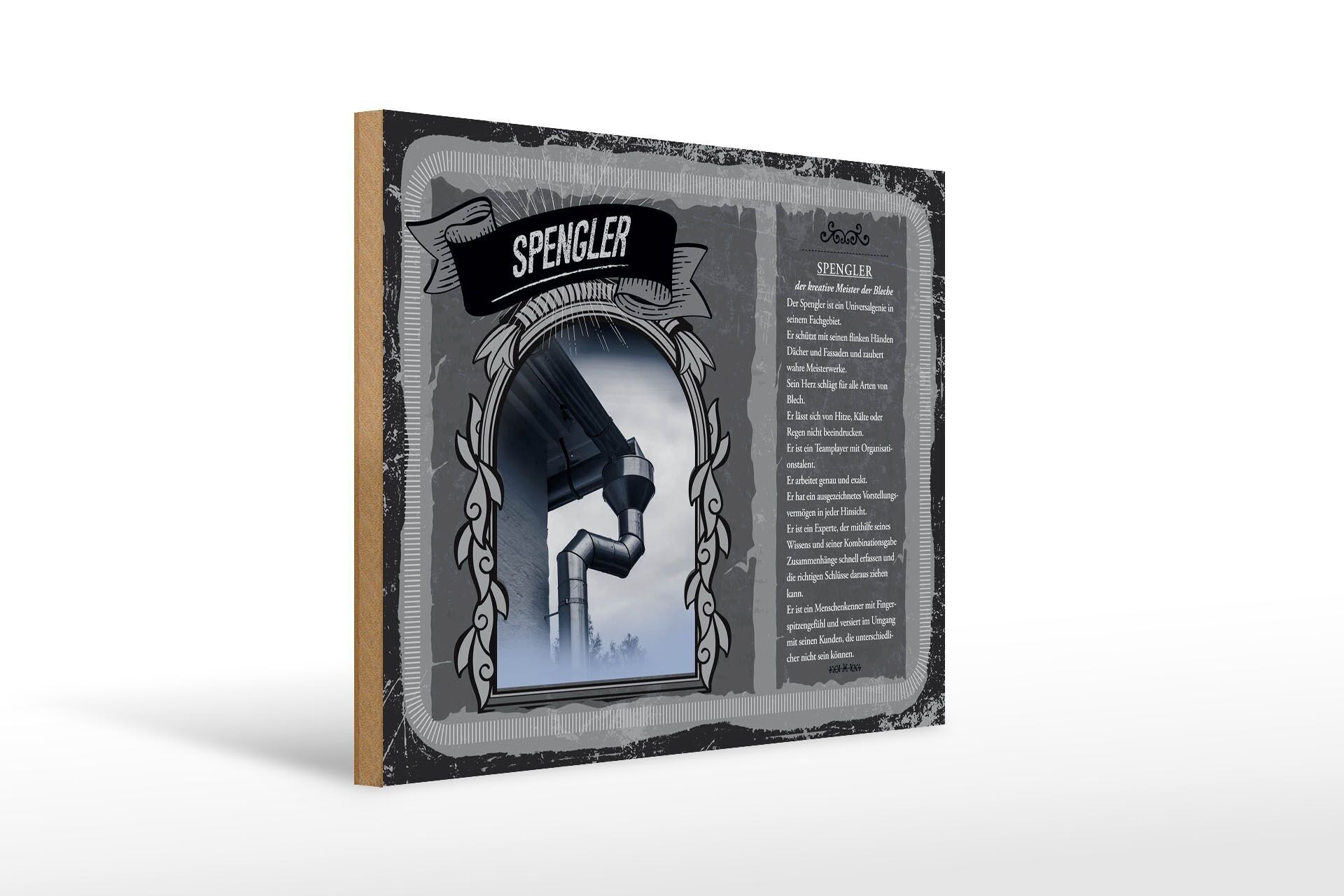 Cartello in legno professioni 40x30cm maestro idraulico di lamiera