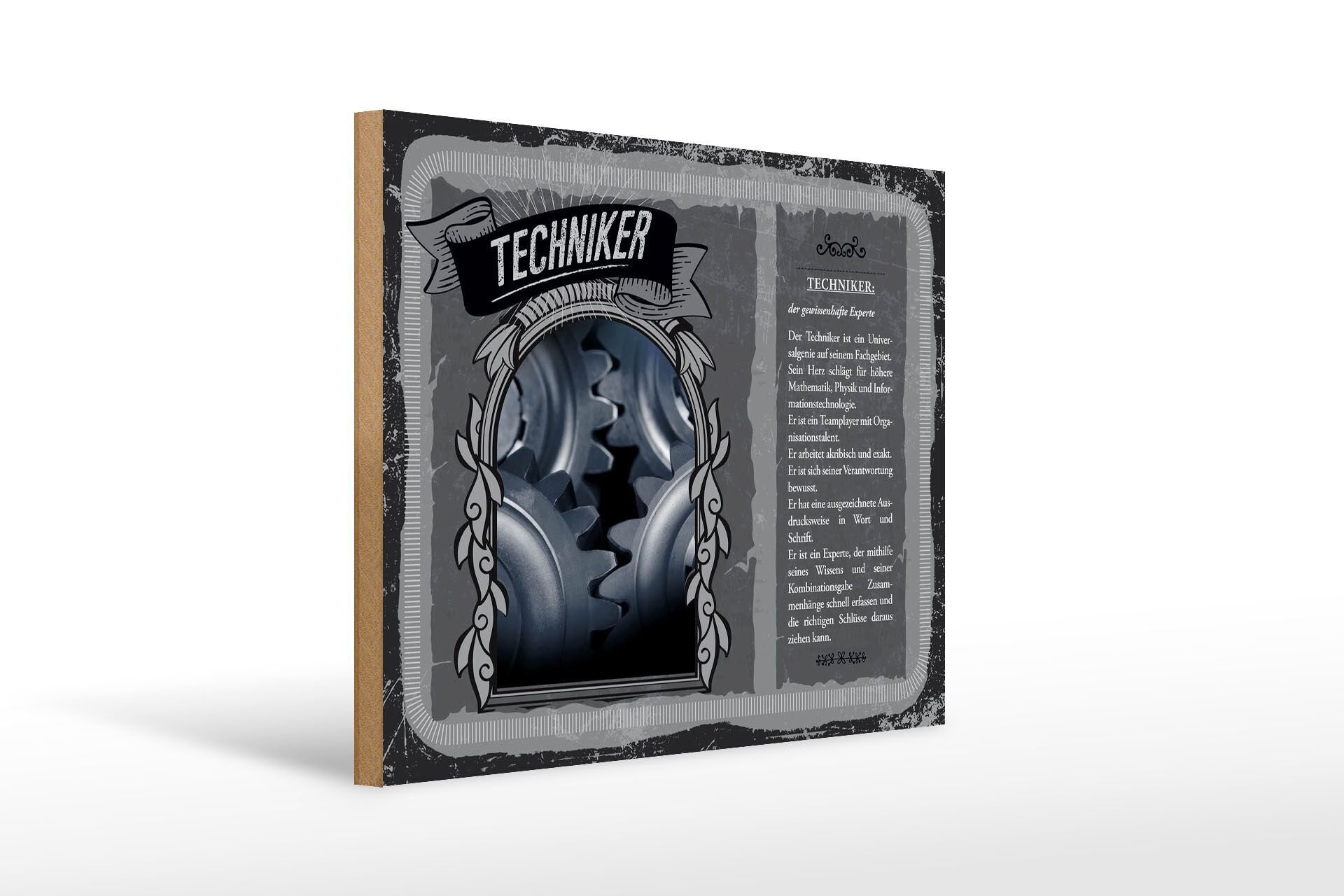 Holzschild Berufe Techniker Herz schlägt für Mathe 40x30cm