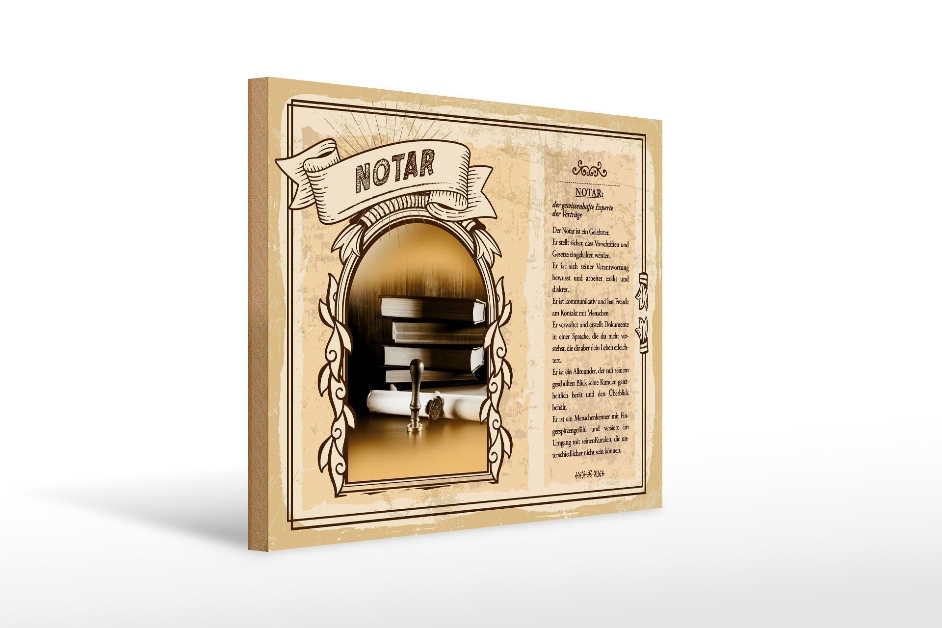 Cartello in legno professioni 40x30cm contratti notaio coscienzioso esatto