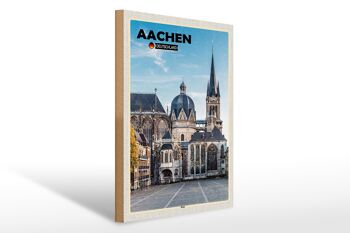 Panneau en bois villes Aix-la-Chapelle Allemagne architecture cathédrale 30x40cm 1