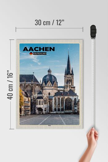 Panneau en bois villes Aix-la-Chapelle Allemagne architecture cathédrale 30x40cm 4