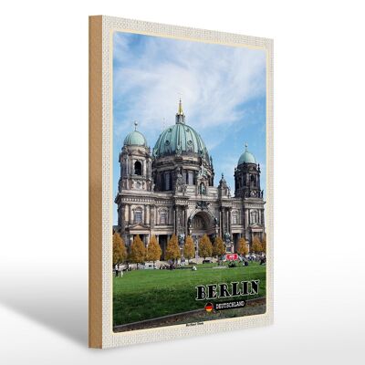 Cartel de madera ciudades Berlín capital catedral arquitectura 30x40cm