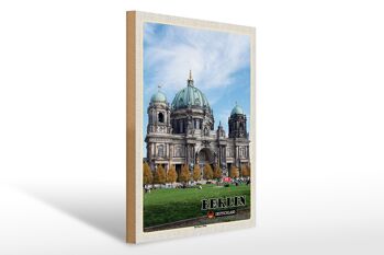 Panneau en bois villes Berlin capitale cathédrale architecture 30x40cm 1