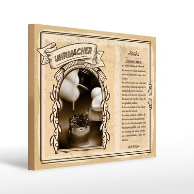 Wooden sign professions watchmaker master timeless 40x30cm gift