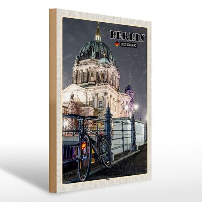 Cartel de madera ciudades Berlín Alemania catedral arquitectura 30x40cm